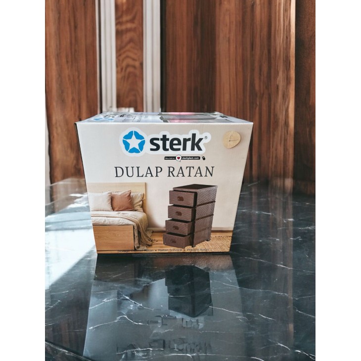 Dulap tip ratan cu 4 sertare din plastic Gri