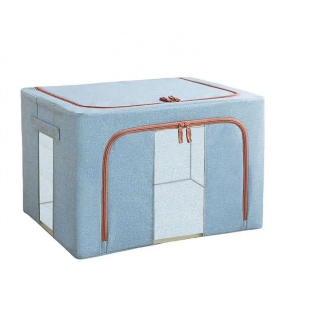 Cutie depozitare pliabila cu fermoar 100L Blue, doua ferestre