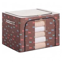 Cutie depozitare pliabila cu imprimeu catelusi si fermoar 100L, Maro