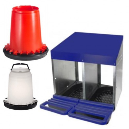 Cuibar cu doua compartimente pentru pasari cu hranitoare si adapatoare 5L