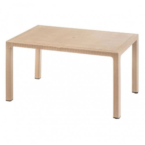 Masa tip ratan din plastic pentru gradina dreptunghiulara 150x90cm Crem, CRL