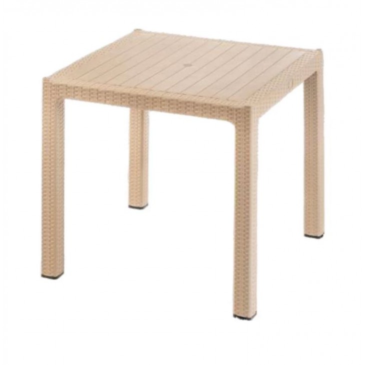 Masa tip ratan din plastic pentru gradina 90x90cm Crem, cu 4 scaune CRL