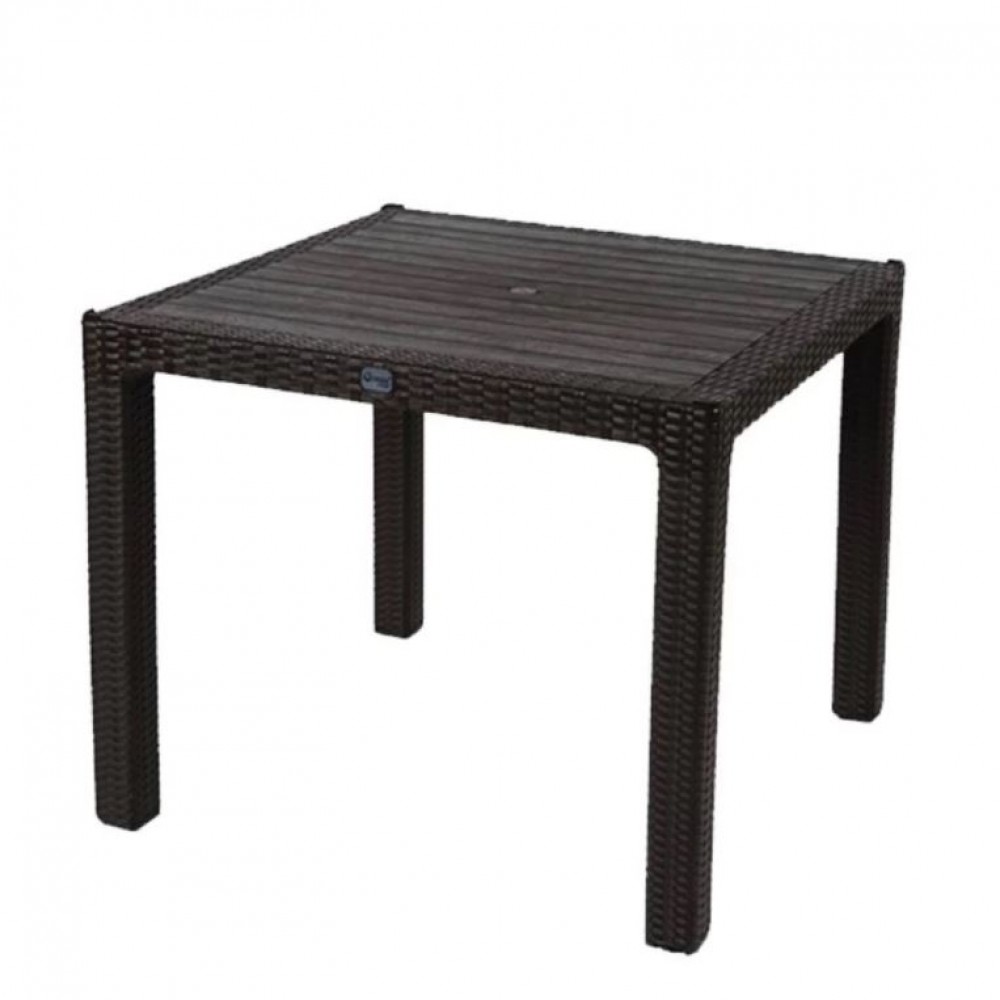 Masa tip ratan din plastic pentru gradina patrata 90x90cm Maro, CRL