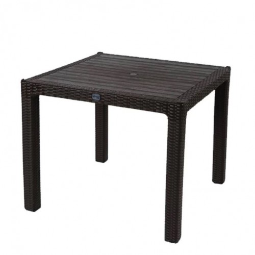 Masa tip ratan din plastic pentru gradina patrata 90x90cm Maro, CRL