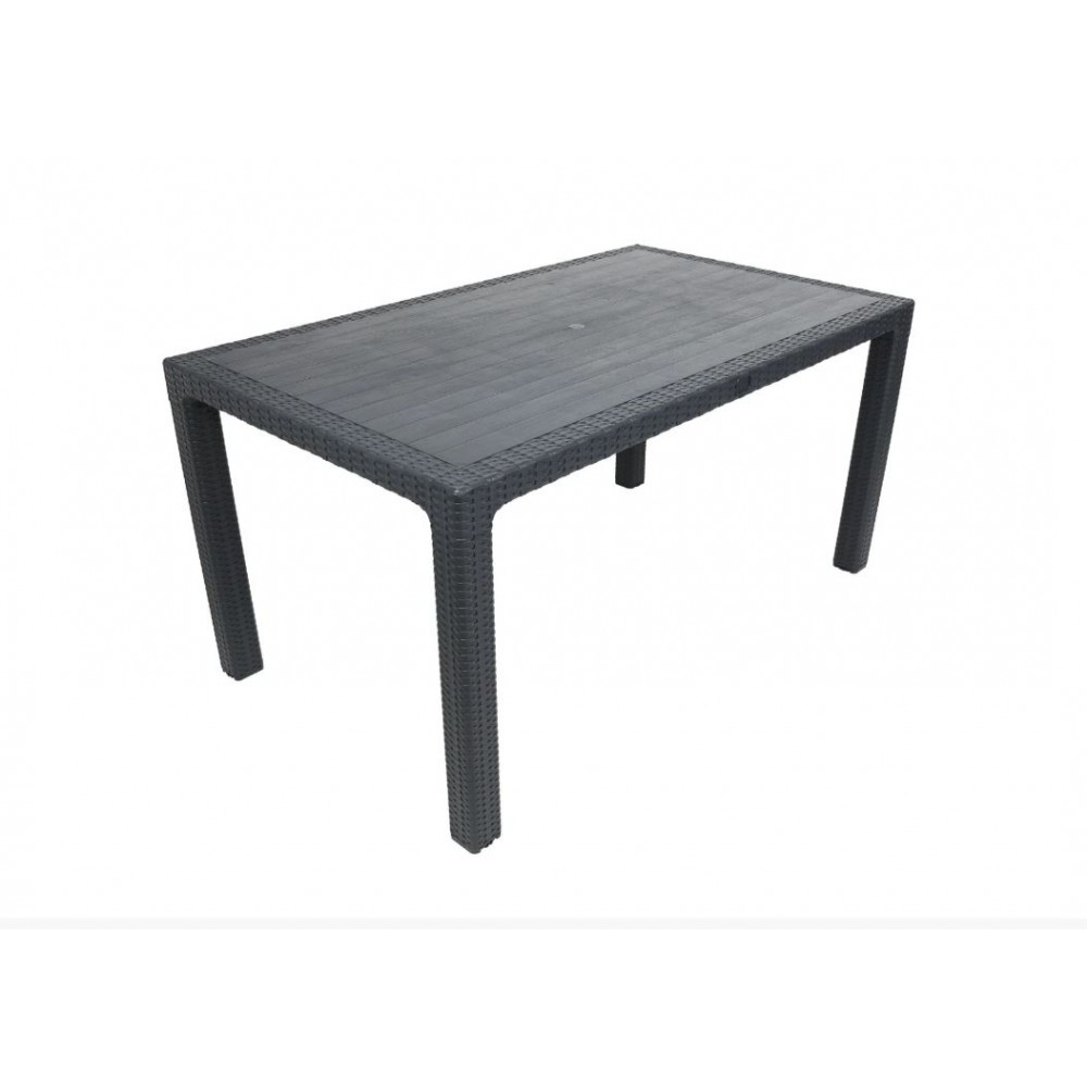 Masa tip ratan din plastic pentru gradina dreptunghiulara 150x90cm Gri, CRL