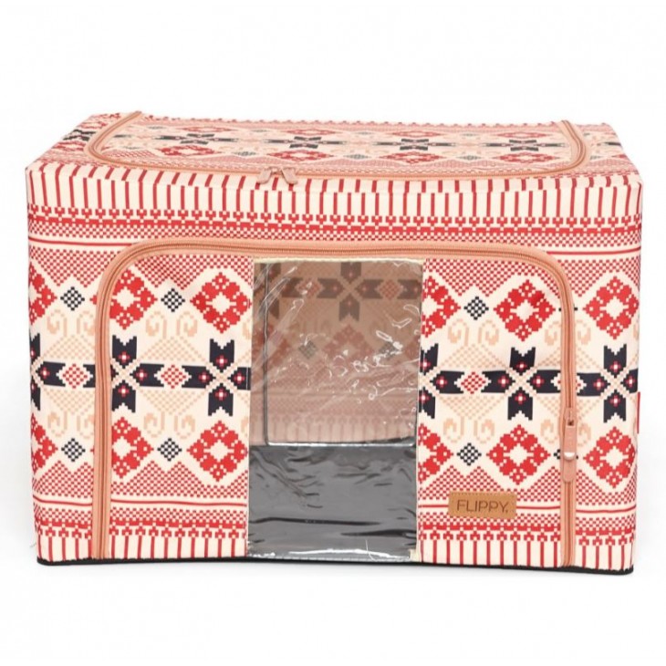 Cutie depozitare pliabila cu fermoar 100L Motiv traditional 1