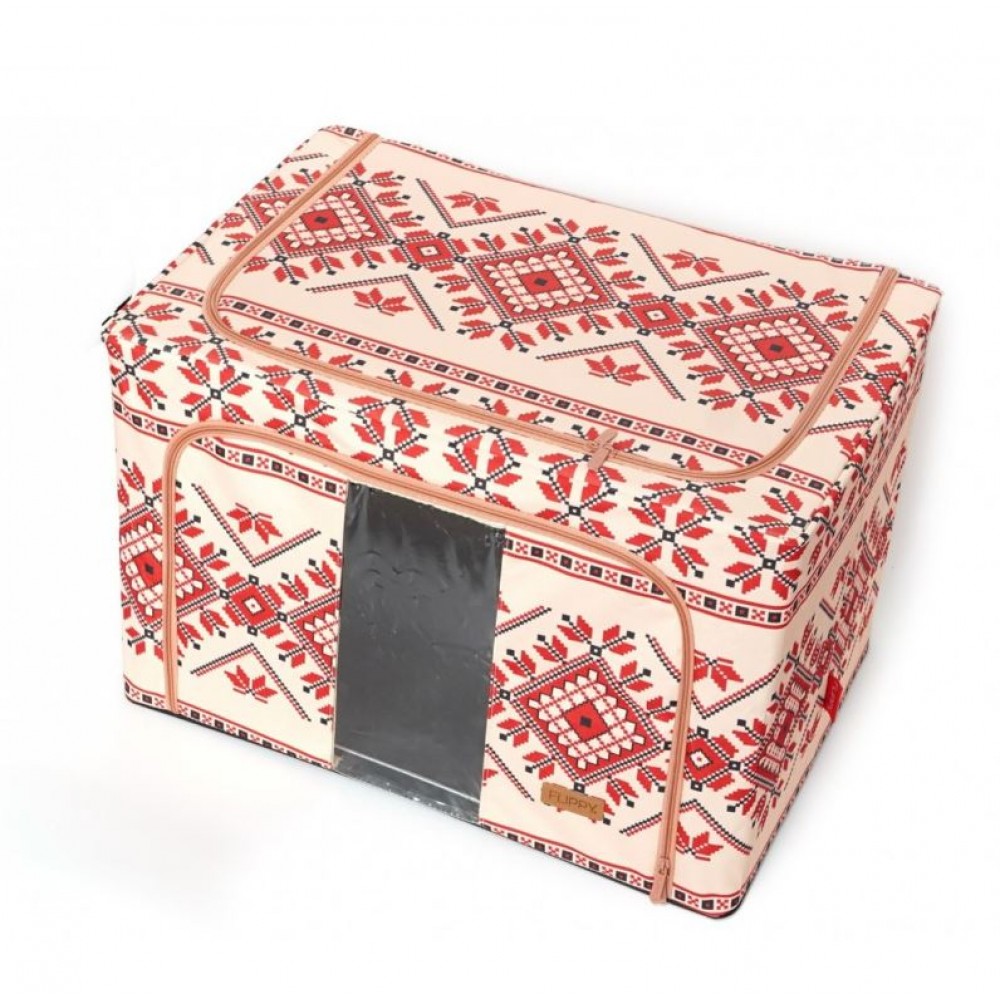 Cutie depozitare pliabila cu fermoar 100L Motiv traditional 2