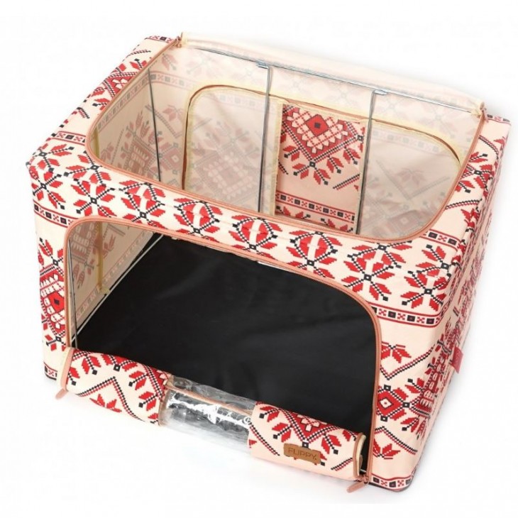 Cutie depozitare pliabila cu fermoar 100L Motiv traditional 2