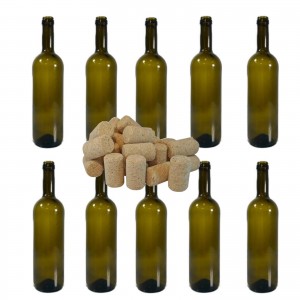 Sticla de vin 750ml Bordeaux 10buc/Set cu Dop de pluta 10 buc