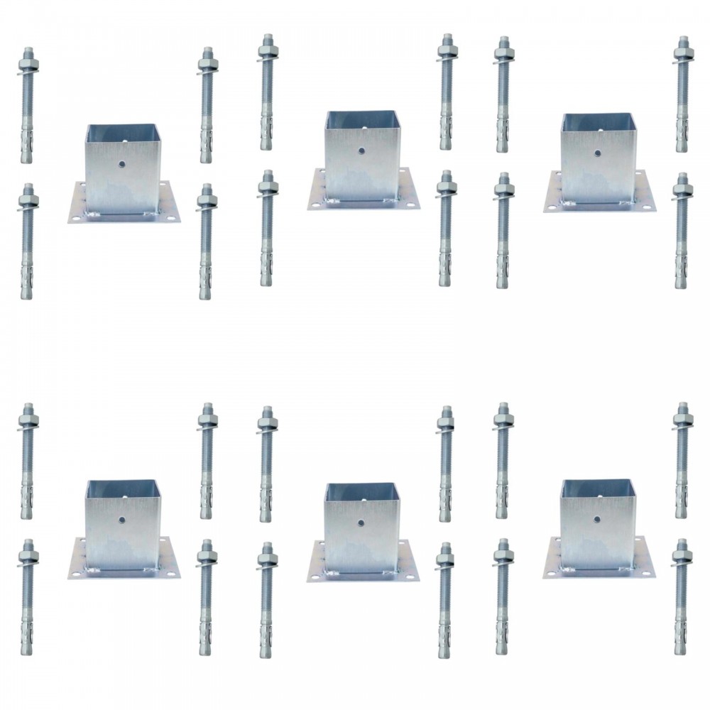 Suport metalic pentru stalpi din lemn, 120 x 120mm, tip pahar x 6buc+ Conexpand cu camasa M10 x 80mm (24buc)