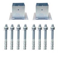 Suport metalic pentru stalpi din lemn, 100 x 100mm, tip pahar x 2buc+ Conexpand cu camasa M10 x 80mm (8buc)