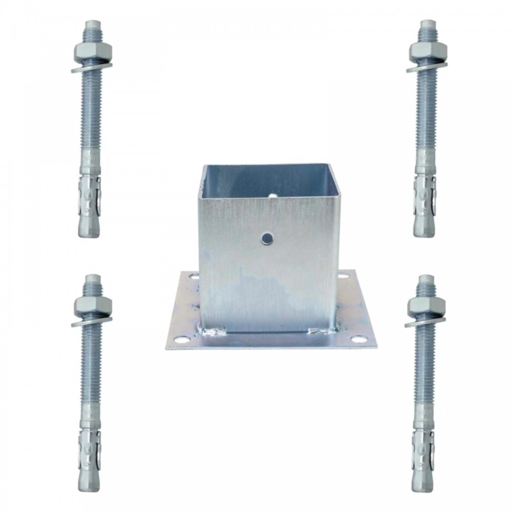 Suport metalic pentru stalpi din lemn, 100 x 100mm, tip pahar + Conexpand cu camasa M10 x 80mm 