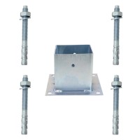Suport metalic pentru stalpi din lemn, 200 x 200mm, tip pahar + Conexpand cu camasa M10 x 100mm 