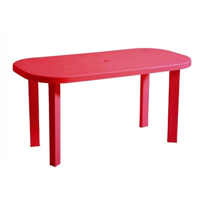Set masa ovala rosie, cu 6 scaune, plastic, pentru gradina