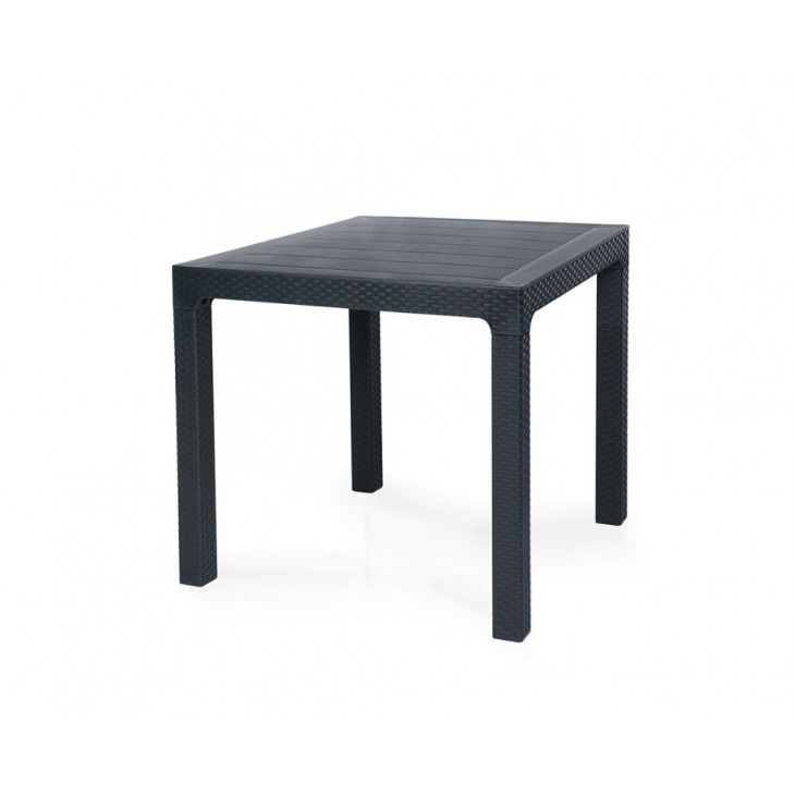 Masa tip ratan din plastic pentru gradina 90x90cm Gri, cu 4 scaune CRL