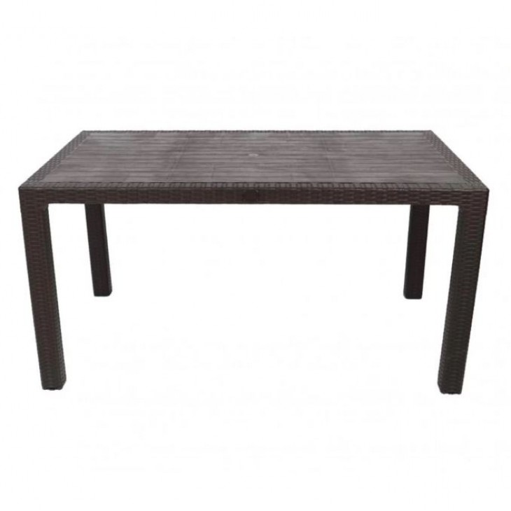 Masa tip ratan din plastic pentru gradina 150x90cm Maro, cu 6 scaune CRL