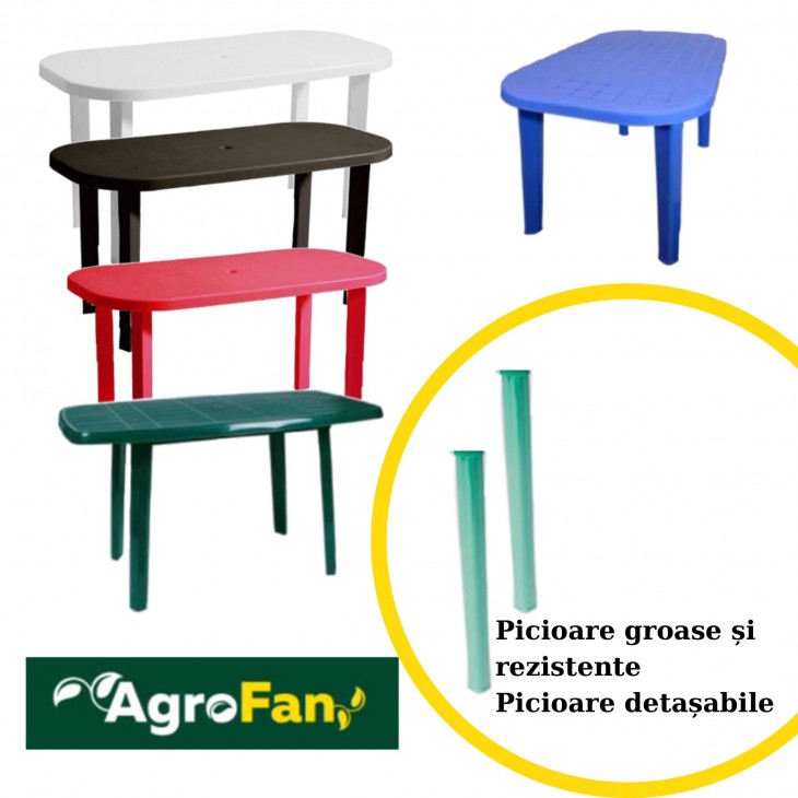 Masa pentru gradina ovala verde, din plastic 