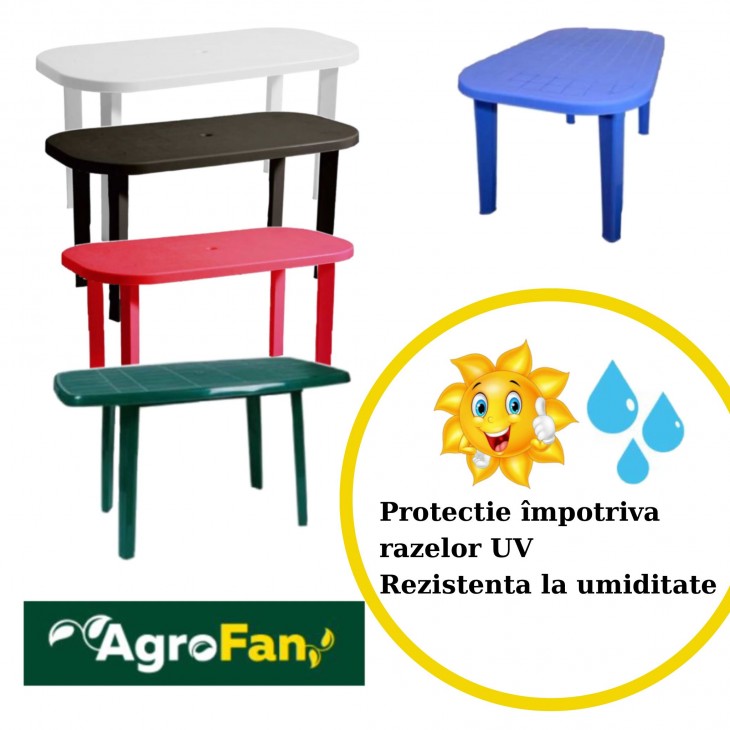 Masa pentru gradina ovala verde, din plastic 