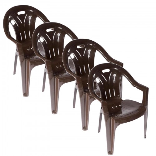 Scaun gradina maro, din plastic, set 4 bucati
