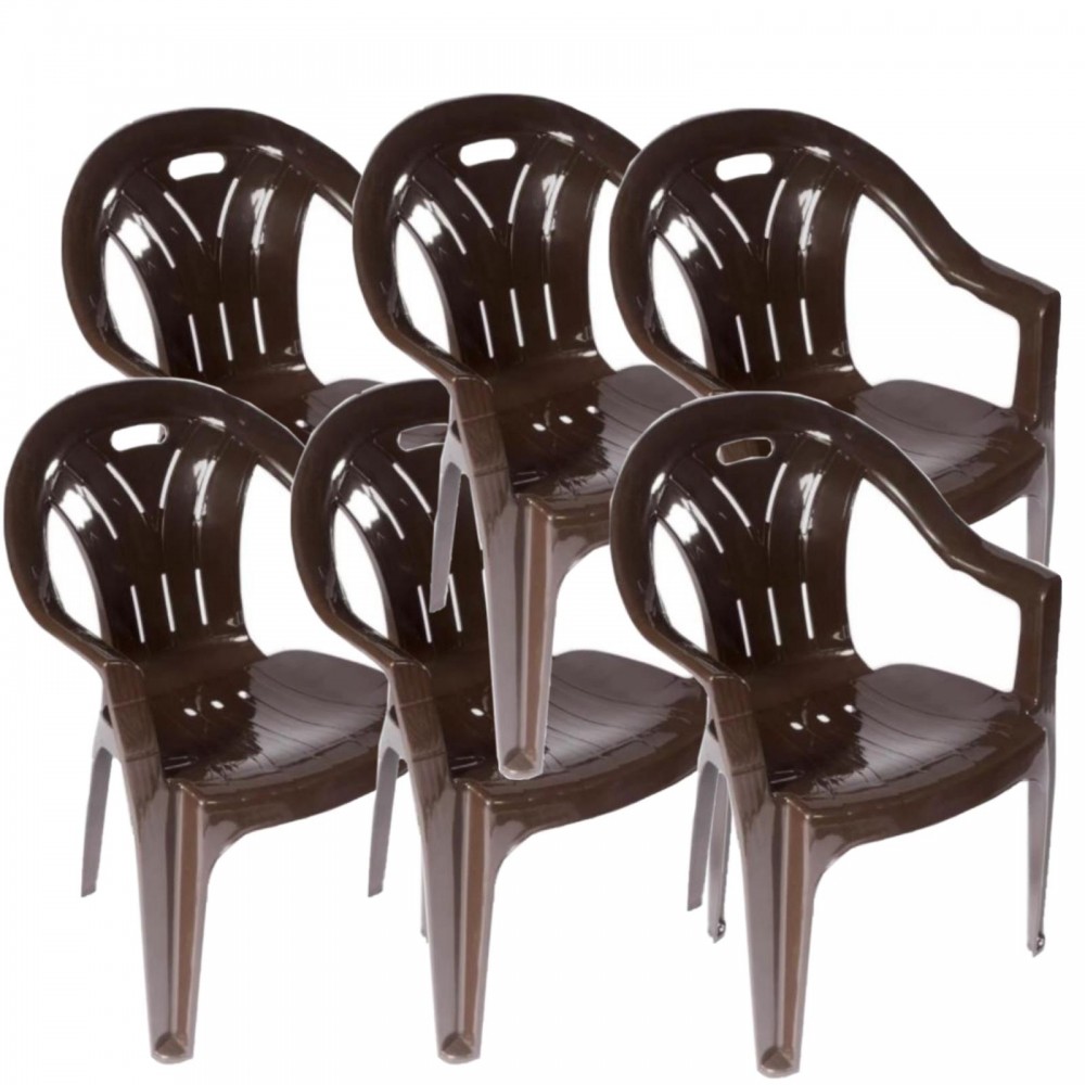 Scaun gradina maro, din plastic, set 6 bucati
