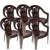 Scaun gradina maro, din plastic, set 6 bucati