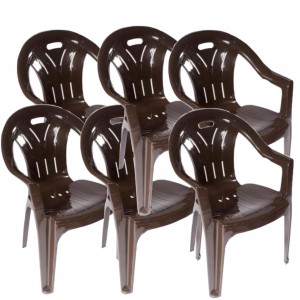 Scaun gradina maro, din plastic, set 6 bucati