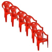 Scaun gradina rosu, din plastic, set 6 bucati