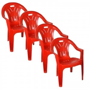 Scaun gradina rosu, din plastic, set 4 bucati