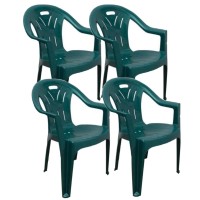 Scaun gradina verde, din plastic, set 4 bucati