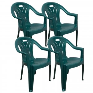 Scaun gradina verde, din plastic, set 4 bucati