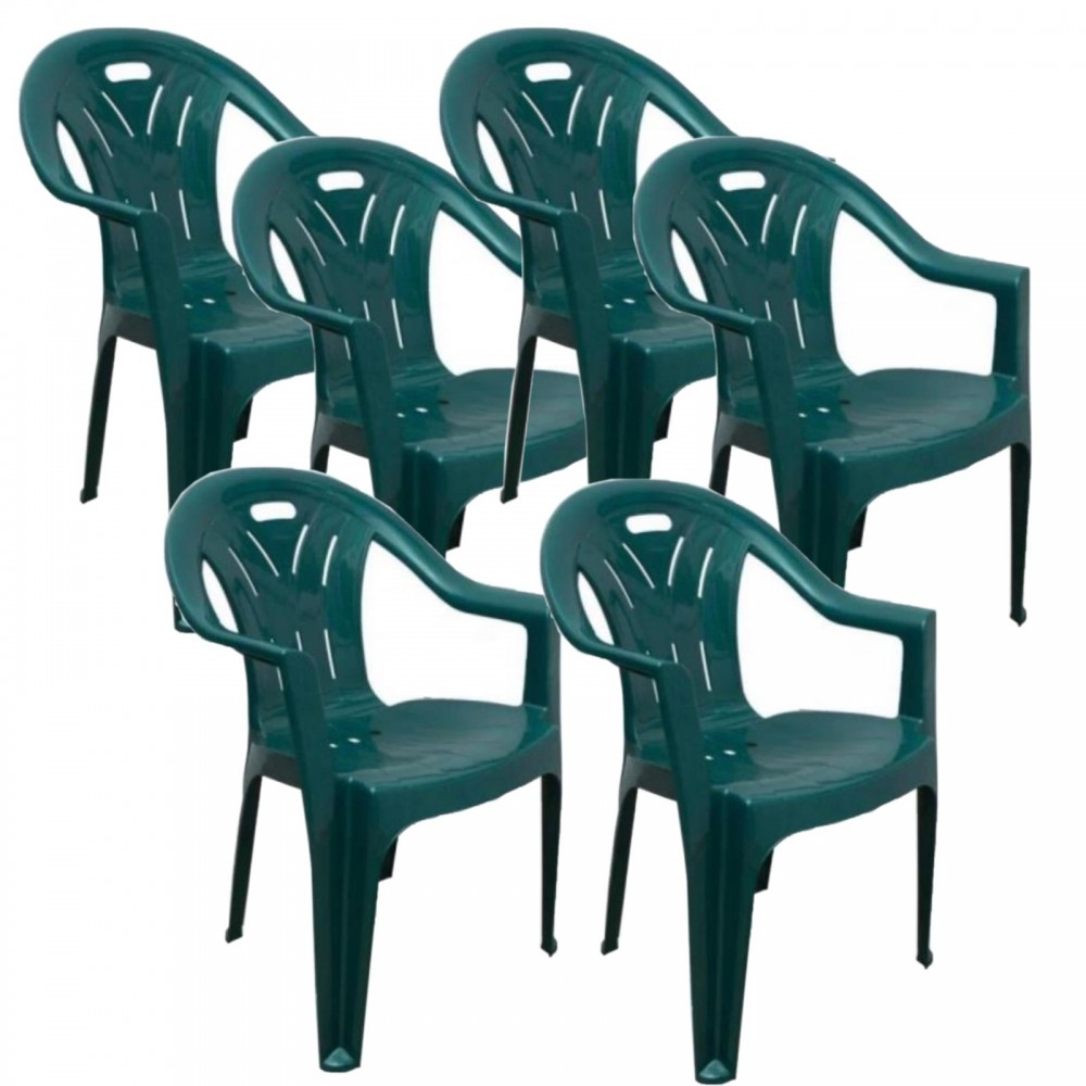 Scaun gradina verde, din plastic, set 6 bucati