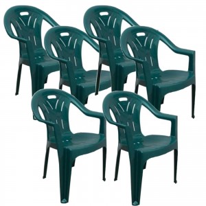 Scaun gradina verde, din plastic, set 6 bucati
