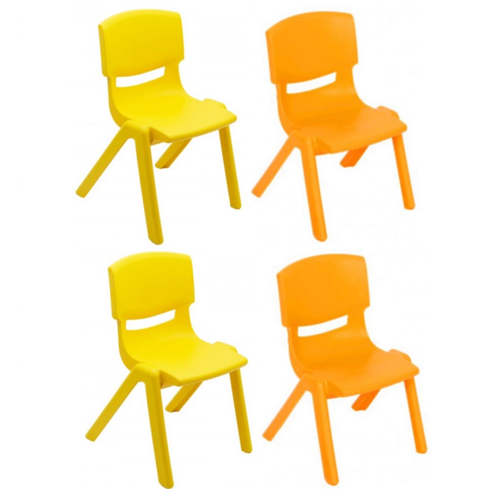 Scaun copil plastic gradinita, galben/portocaliu set 4 bucati