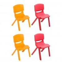 Scaun copil plastic gradinita, rosu/portocaliu set 4 bucati
