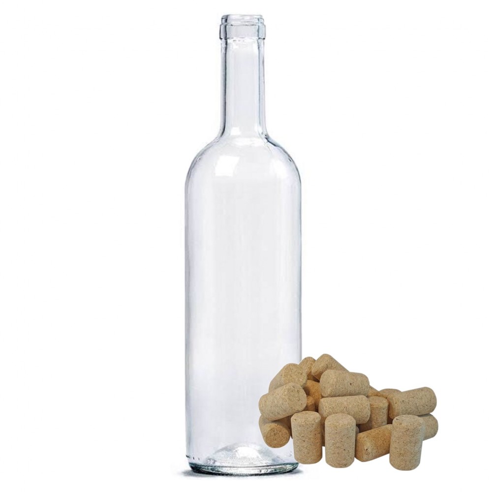 Sticla vin 750 ml 16 buc/set cu dop pluta 100 buc