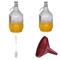 Damigeana 5L din sticla, Dop cu sarma, Inchidere ermetica cu 2 accesorii