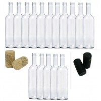 Sticla de vin 750ml 16 buc/Set cu Dop de pluta 16 buc si Capison Negru