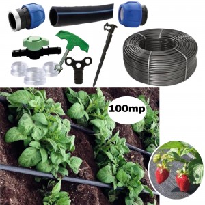 Kit irigare tub picurare complet 100mp, cultura de capsuni, 20cm/100m