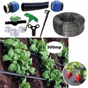 Kit irigare tub picurare complet 300mp, cultura de capsuni, 20cm/100m