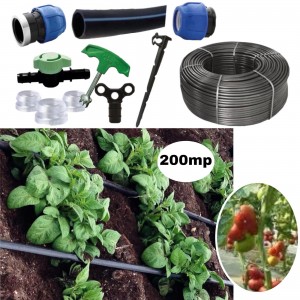 Kit irigare tub picurare complet 200mp, cultura de rosii, 30cm/100m