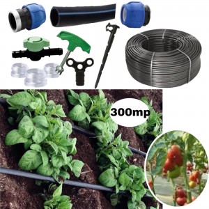 Kit irigare tub picurare complet 300mp, cultura de rosii, 30cm/100m