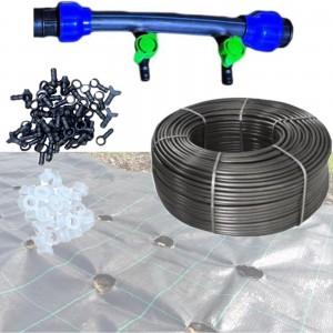 Sistem irigare tub picurare 100cm/100m, cu 32 accesorii + Agrotextil 2.1m x 10m, 100gr/mp