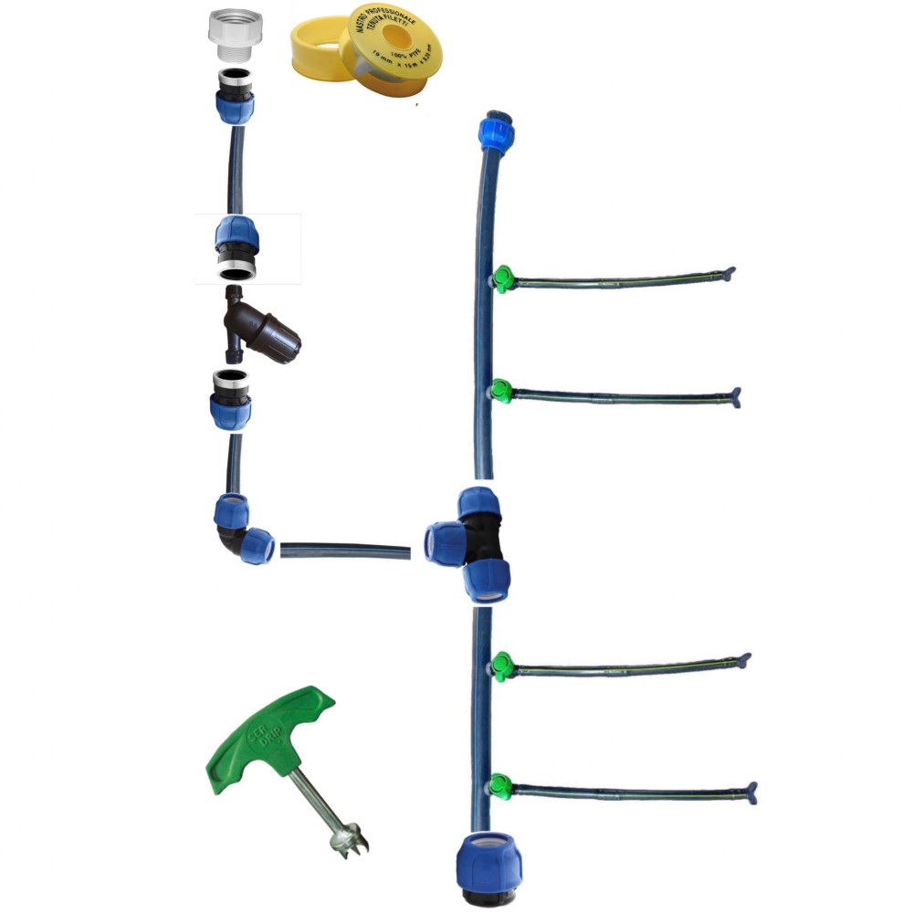 Kit irigare tub picurare complet 20cm/100m, racordare la bazin IBC